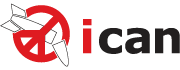 Ydinasekiellon puolesta työskentelevän ICAN-kampanjaverkoston logo.